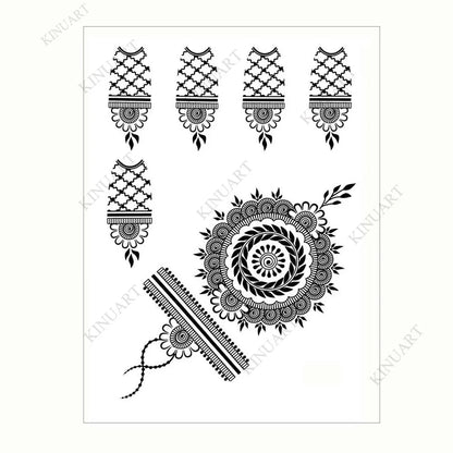 sengpan Black Henna Temporary Tattoos Lace Flower Mehndi Tattoo Sticker for Women Wedding Waterproof Fake Tattoo Festival Body Art Hena