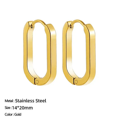 sengpan Classic Stainless Steel Ear Buckle for Women Trendy Gold Color Small Large Circle Hoop Earrings Punk Hip Hop Jewelry Accessories