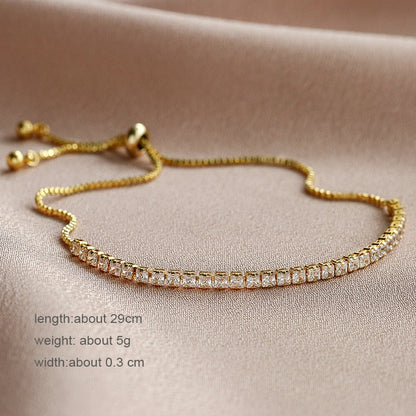 sengpan Tennis Bracelets for Women Shining Gold Color Single Layer CZ Charm Bracelet Statement Wedding Party Jewelry Wholesale