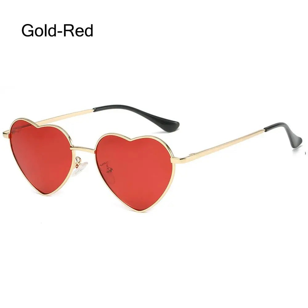 sengpan Heart-Shaped Sunglasses Heart Sun Glasses Shades Vintage 90s Glasses UV400 Protection Metal Frame Sunglasses Fancy Accessories