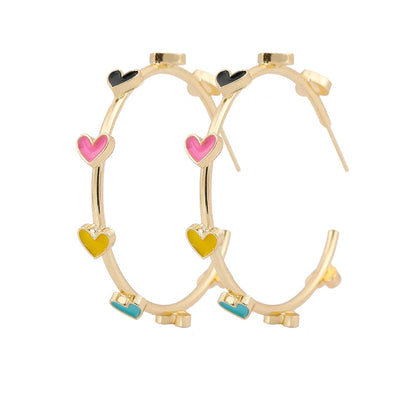 sengpan European And American Color Love C-shaped Hoop Earrings Women's Light Luxury Fashion Design Wedding Earrings Wholesale