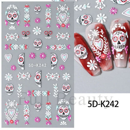 sengpan 5D Halloween Blood Eye Bones Nail Art Horror Eyeball kull Relief Three-Dimensional Nail Stickers for Women&Girl Nail stickers