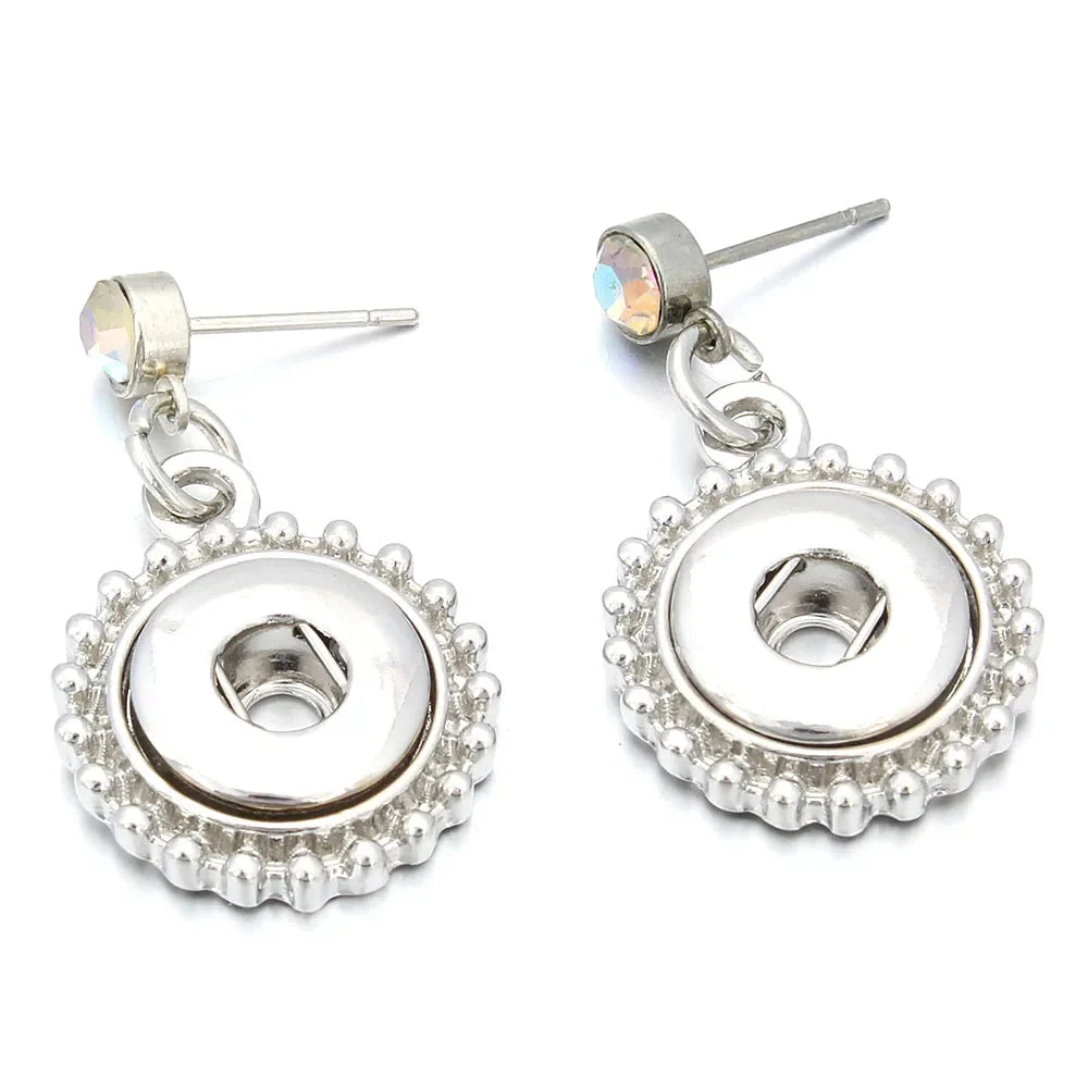 sengpan New 12mm Snap Jewelry Earring Metal 12mm Snap Button Earrings Eardrop Mini Snap Earring Charm Buttons