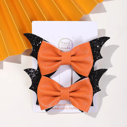 sengpan 2pcs Halloween Barrettes Bat Wing Bow Hair Clips Girls Bangs Clips Theme Party Performance Headdress Barrettes Cosplay Headwear