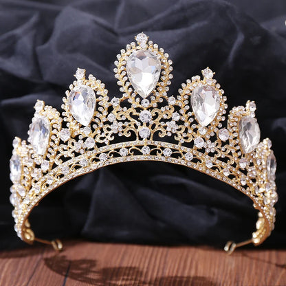 sengpan Bridal Headpiece Wedding Crown Gold Silver Color Rhinestone Crystal Diadem Queen Crown Princess Tiaras Wedding Hair Jewelry