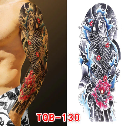 sengpan Large Arm Tattoo Sticker Full Sleeve Temporary Tattoos for Men Fish Wolf Tiger Tattoo Fake Tatoo for Women Waterproof Body Art