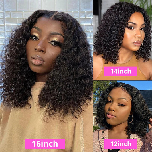 sengpan Water Wave Lace Front Wigs for Women Brazilian Closure Bob Wig 13x4 Transparent Lace Frontal Short Wigs Human Hair Pre Plucked