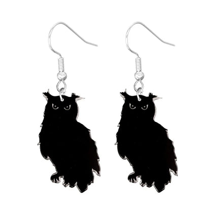 sengpan Halloween Earrings Cute Cartoon Cat Crow UFO Bat Design Dangle Earrings Acrylic Jewelry Versatile Accessories