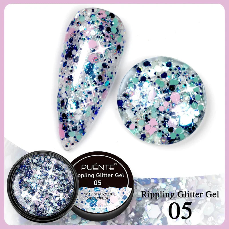 sengpan Sparkling Summer Glitter Sequins Gel Nail Polish 5ML Cream Puff Gel Soak Off UV Nail Gel Semi-permanent Varnish For Manicure