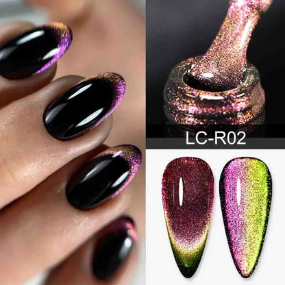 sengpan  7ML 2 IN 1 Water Light Cat Magnetic Top Coat Sparkling Glass Bead Magnetic Gel Nail Polish Semi Permanent UV Gel Polish