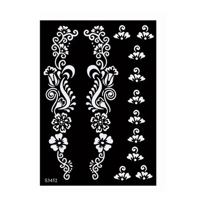 sengpan Reusable Temporary Henna Tattoo Stencil for Hand Arm Sleeve Mehndi Stencils Designs Painting Template DIY Tattoo Supplies