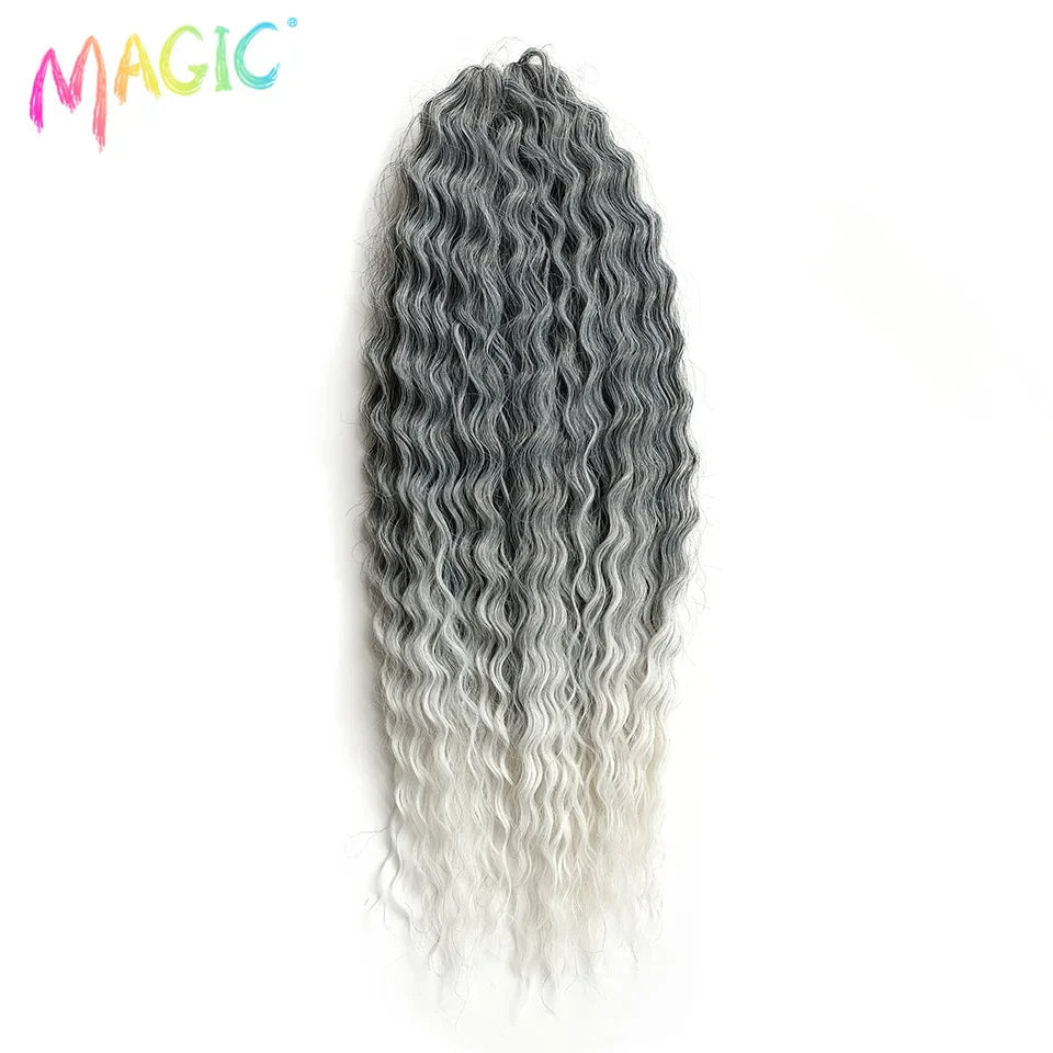 sengpan  Synthetic Hair Water Wave 24Inch Braid Hair Twist Crochet Hair Ombre Blonde Pink Deep Wave Braiding Hair Extension Cosplay