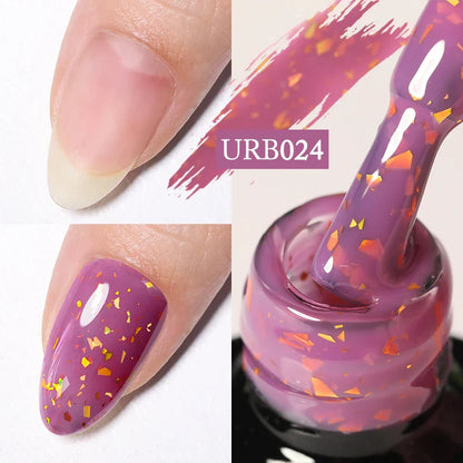 sengpan SUGAR Aurora Rubber Gel Nail Iridescent Pearl Effect Metallic Mirror Nails Manicure Soak Off UV LED No Wipe Top Coat Base Gel