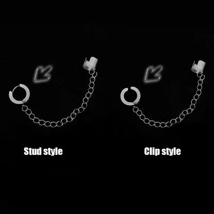 sengpan Punk One-peice Tassel Clip Earrings Cross Hoop Earrings for Women Teens Men Ear Cuffs Alloy Hip Hop Jewelry Earing Metal Chain