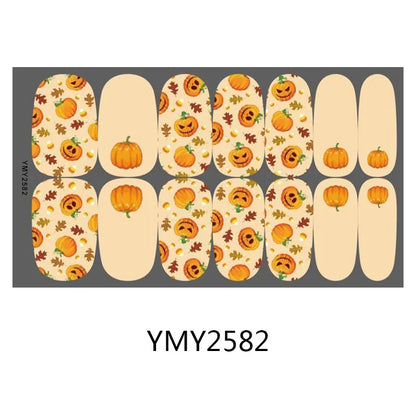 sengpan Baking Free Halloween Nail Stickers Full Sticker Fashion Nail Art Jewelry  Pumpkin Ghost Wholesale Applique Nail Sticker