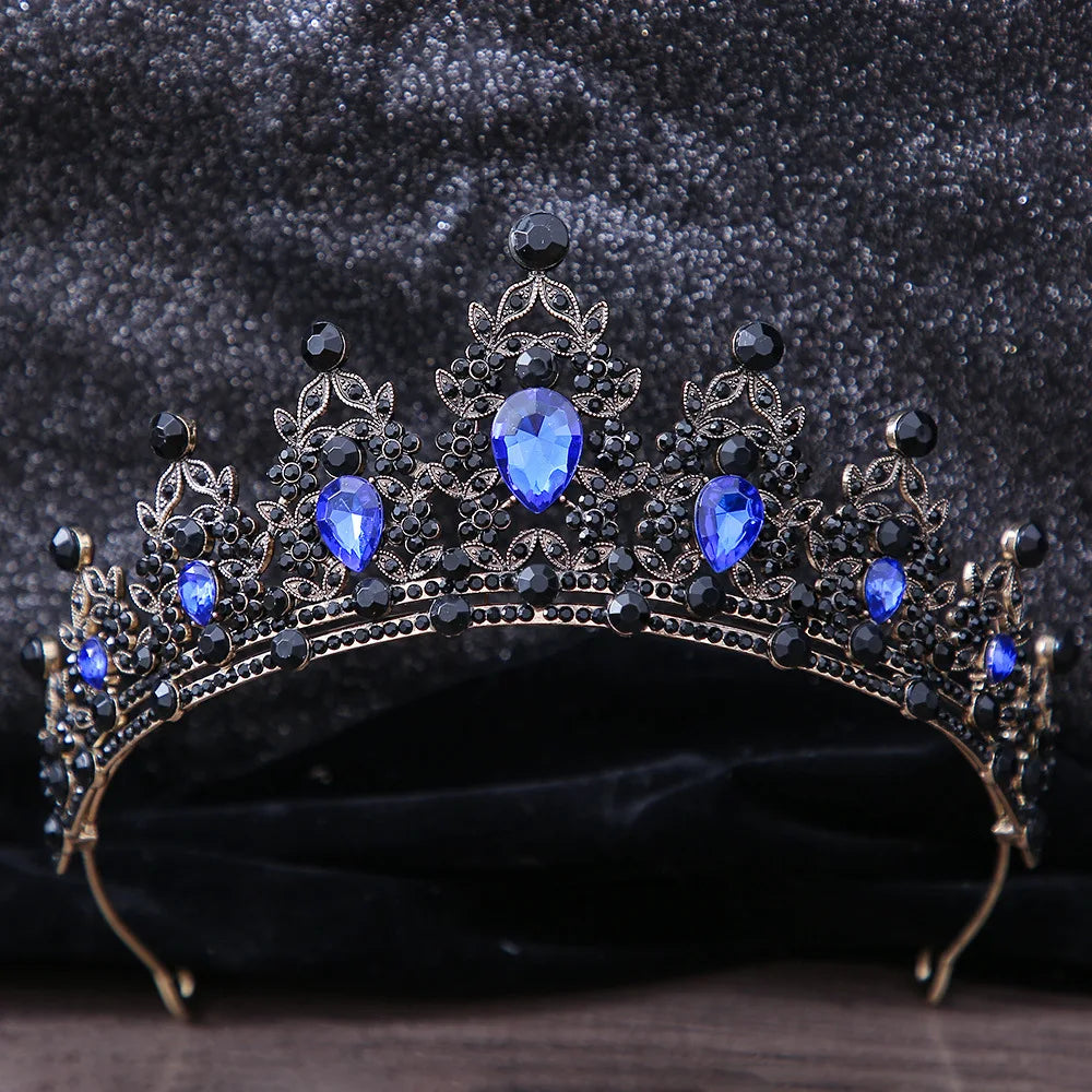 Lianfudai Luxury Elegant AB Crystal Crown Hair Accessories Tiara For Women Party Red Purple Rhinestone Bridal Crown New Hair Jewelry