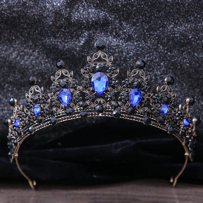 Lianfudai Luxury Elegant AB Crystal Crown Hair Accessories Tiara For Women Party Red Purple Rhinestone Bridal Crown New Hair Jewelry