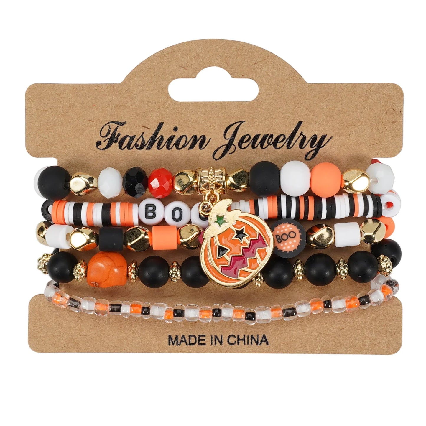 sengpan Halloween female bracelet spider pumpkin pendant stackable Halloween bracelet elastic multilayer bracelet