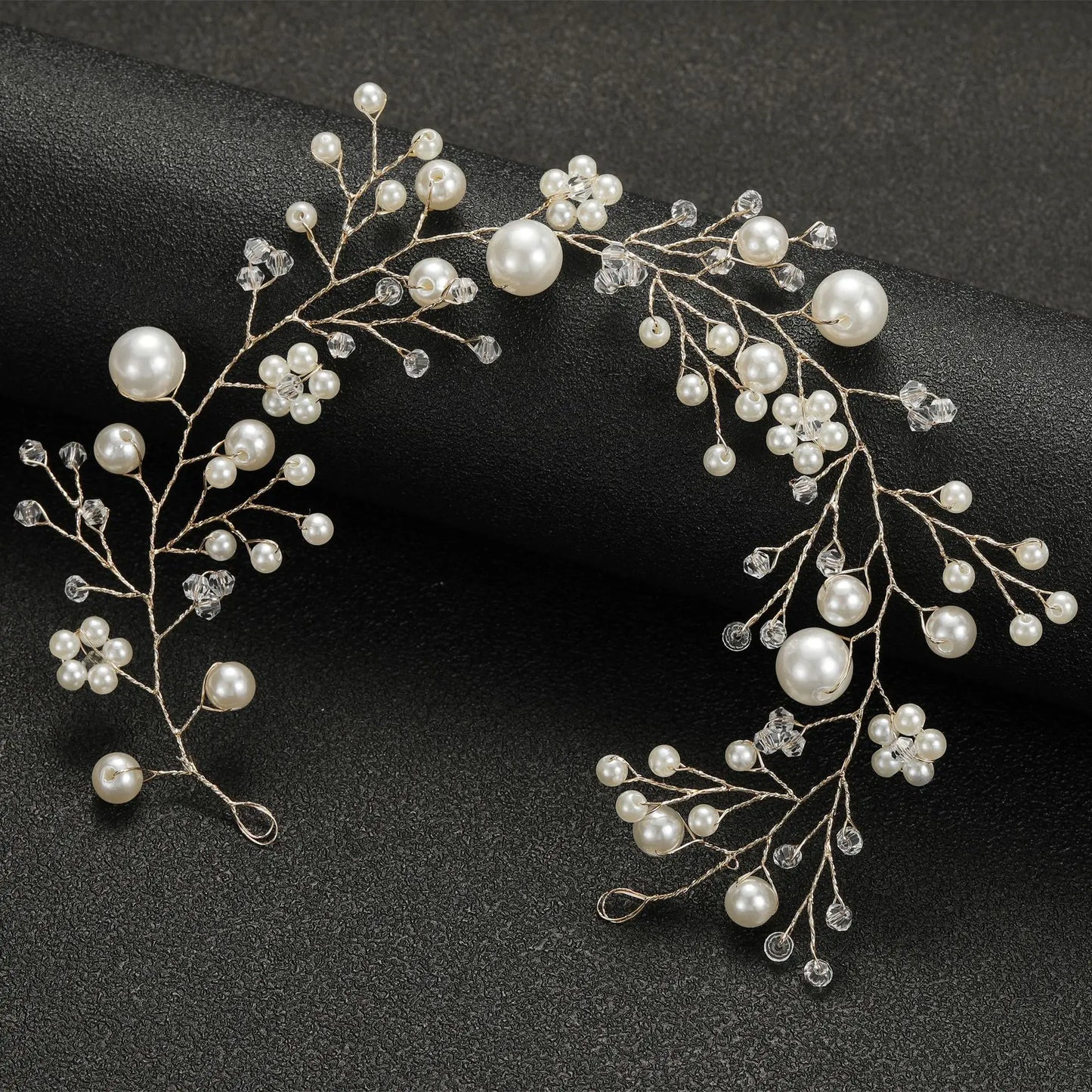 Lianfudai Elegant Women Hair Accessories Bridal Headband Crystal Pearl Hairband Head Ornament Ladies New Hair Jewelry For Wedding