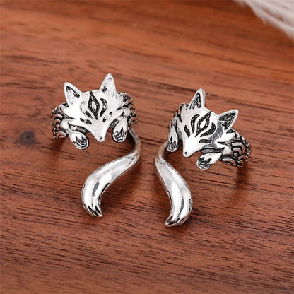 sengpan New Trendy Fox Shape Clip Earrings for Women Antique Silver Color Ear Cuff Earrings Girl Statement Jewelry