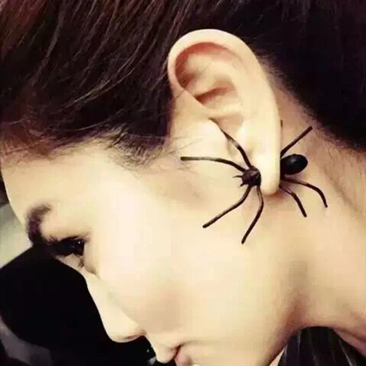 sengpan Punk Street Handsome Personality Alternative Black Spider Earstuds Exaggerate Halloween Funny Earstuds Bar Party Accessories