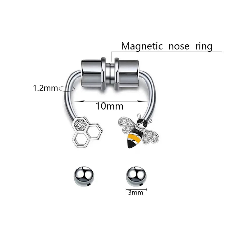 sengpan Animal Stainless Steel Magnet Fake Nose Ring Fake Piercing Hoop Septum Rings For Women Fashion Gothic Rock Body Jewelry Gifts