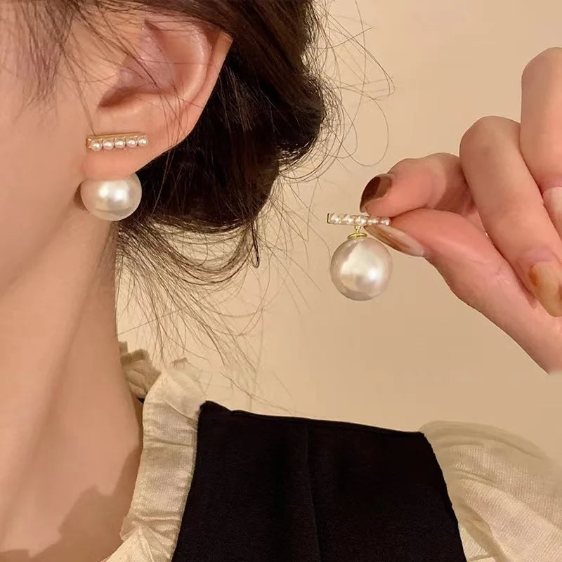 sengpan Simple Exaggerated Large Pearl Stud Earrings for Women Wedding Bridal Korean Imitation Pearl Earrings Office Jewelry Gifts