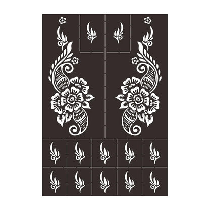 sengpan Reusable Temporary Henna Tattoo Stencil for Hand Arm Sleeve Mehndi Stencils Designs Painting Template DIY Tattoo Supplies