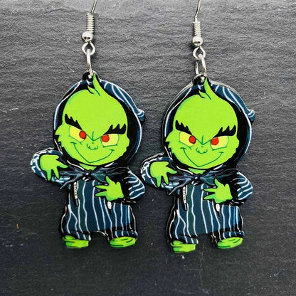 sengpan 19 kinds of Halloween Acrylic Earrings Christmas Night Horror Movie Cartoon Character Asymmetric Earring for Women Jewelry