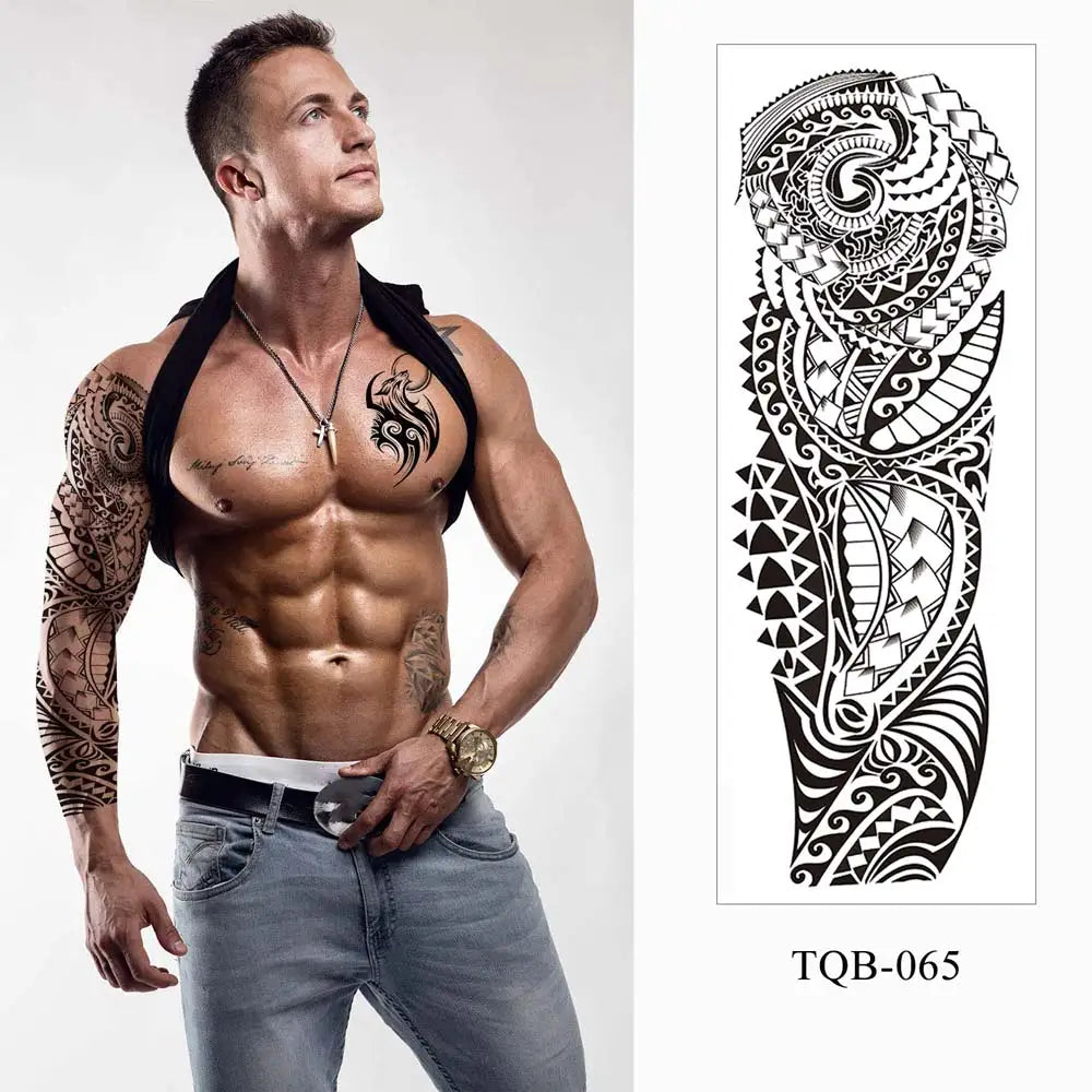 sengpan Large Arm Tattoo Sticker Full Sleeve Temporary Tattoos for Men Fish Wolf Tiger Tattoo Fake Tatoo for Women Waterproof Body Art