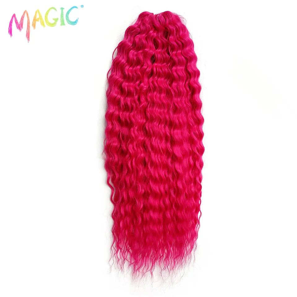 sengpan  Synthetic Hair Water Wave 24Inch Braid Hair Twist Crochet Hair Ombre Blonde Pink Deep Wave Braiding Hair Extension Cosplay