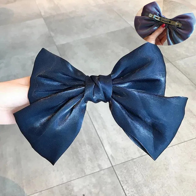 sengpan Oversized Bow Hair Accessories Fashion Satin Ribbon Hairpins Big Bow Hairpins Women Girls Satin Ladies Hairpins Cute