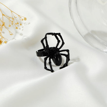 sengpan Creative Gothic Black Spider Animal Rings Funny Halloween Party Octopus Wizard Hat Ghost Pumpkins Finger Rings Halloween Jewelry