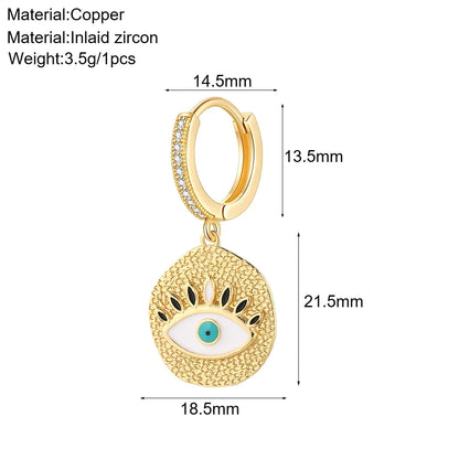 sengpan Cute Heart Angle Hoop Earrings for Women Evil Blue Eye New In Korean Earring Gold Color Free Shipping Woman's Fashion Jewelry