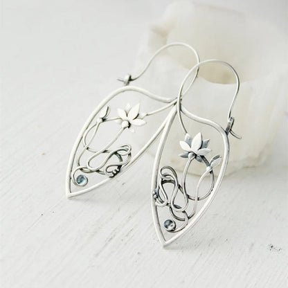 sengpan New Lotus Silver Color Earrings Elf Jewelry Fashion Floral Design Ladies Pendant Earrings Gift