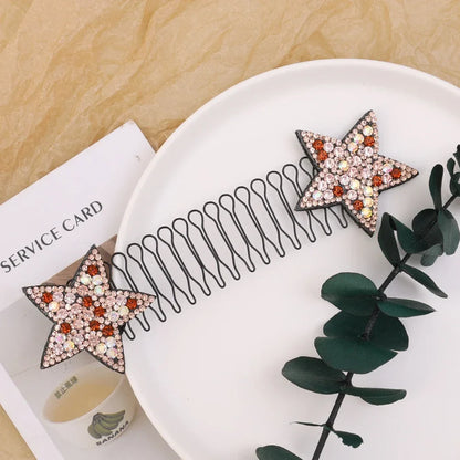 sengpan Y2K Diamond Star Hair Comb Women Back Brain Spoon Fragment Hair Sorter Kids Spring Small Hairpin Comb Hairstyle Fixator Headwear