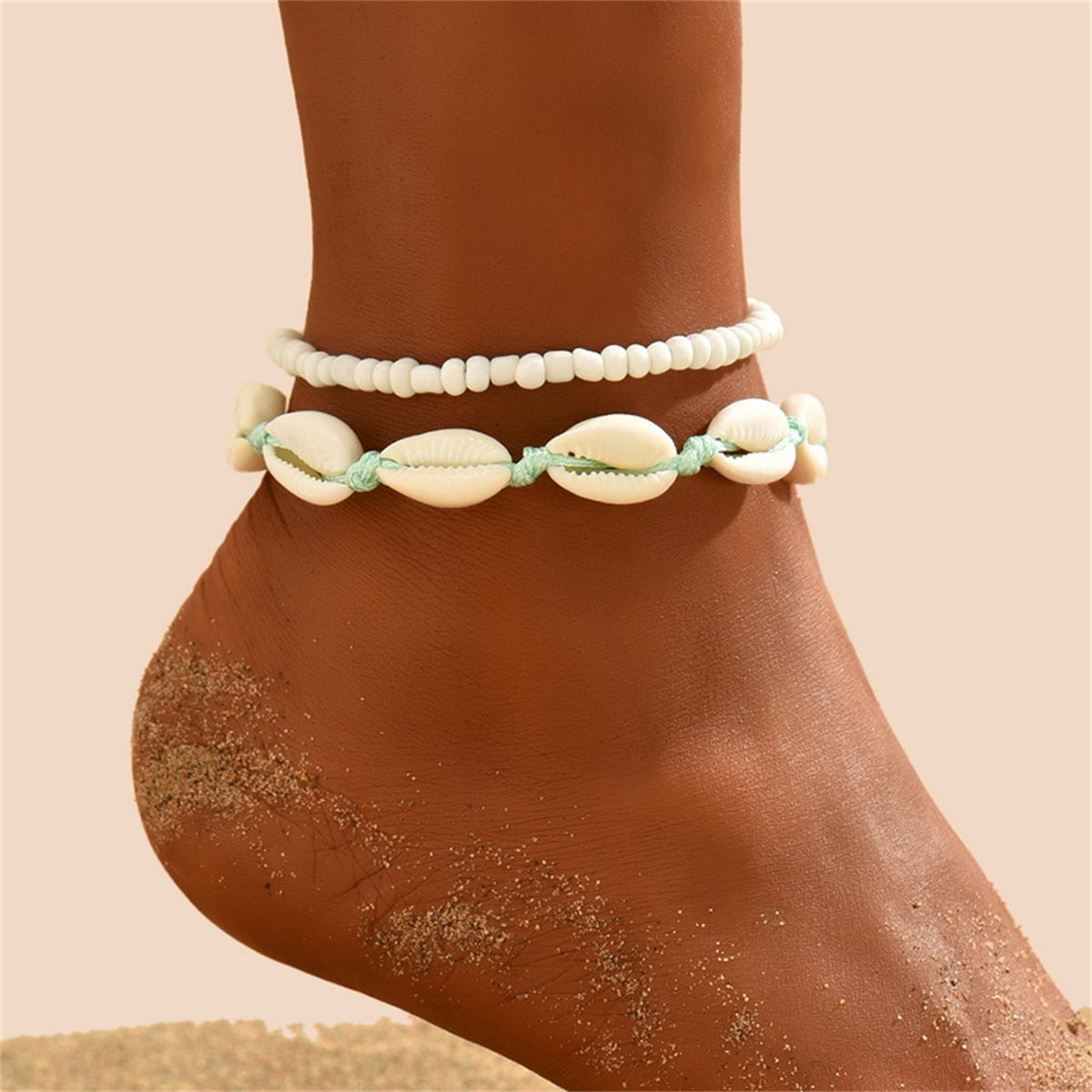 sengpan Bohemian Natural Shell Anklets For Women Foot Jewelry Summer Beach Barefoot Bracelets Ankle on Leg Chain Ankle Strap Accessories