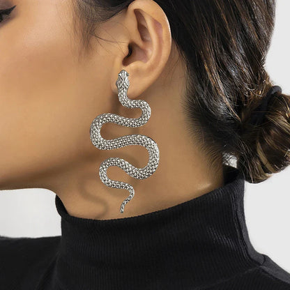 sengpan  Sexy and Exaggerated Halloween Snake Shaped Earrings for Women Fashion Gothic Personalized Trend Girl Rock Jewelry