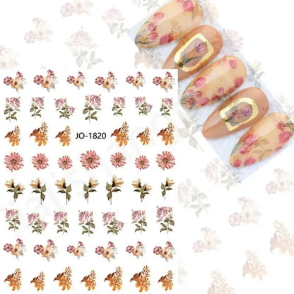 sengpan Simple Flowers 3D Nail Stickers Spring Summer Blossom Floral Tulip Fruit Nail Art Decals Adhesive Sliders Manicure Decorations