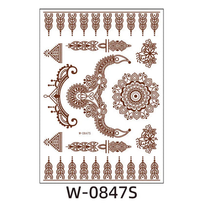 sengpan Waterproof Temporary Brown Henna Tattoo Stickers Chest Lace Mandala Henna Tattoos for Women Diamond Flower Body Art Fake Tatoo