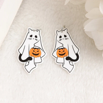 sengpan 8Pcs Halloween Charms Creative Acrylic Ghost Cat Cow Pendant For Keychain Necklace Jewelry Diy Making