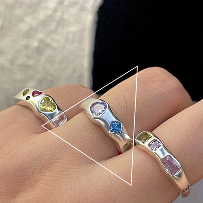 sengpan 925 Sterling Silver Ring New Thick Simple Wave Light-shaped Solid Double-layer Rings Trendy Couple Women Gift Dropship