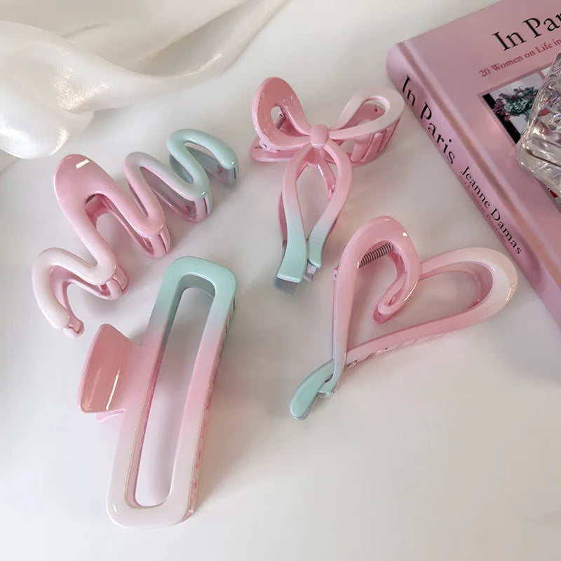 sengpan Y2K Heart Bow Flower Hairpin Summer Fairy Clip Gradient Tie-Dye Acetate Headwear Women Styling Tools Barrettes Hair Accessories