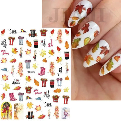 sengpan Simple Flowers 3D Nail Stickers Spring Summer Blossom Floral Tulip Fruit Nail Art Decals Adhesive Sliders Manicure Decorations