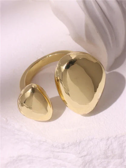 sengpan  NEW Exaggeration Punk Water Droplets Distortion Irregular Wide Version Gold Color Ring For Women Party Jewelry