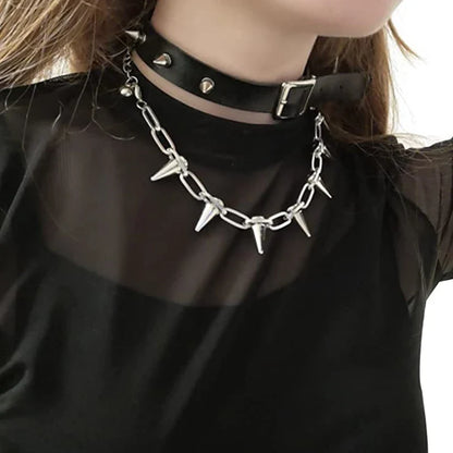 sengpan Korean Fashion Punk Gothic Harajuku Handmade Womens Necklace for Spike Rivet Female Chain Necklaces Exaggeration Rock Chokers