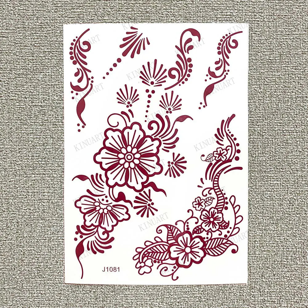 sengpan Brown Henna Tattoo Body Stickers for Women Henna Temporary Tattoos Lace Floral Mehndi Tattoo Waterproof Fake Tatoo Festival