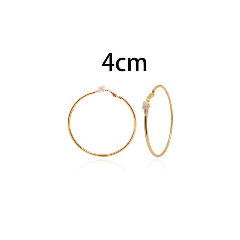 sengpan Round Circle Hoop Earrings Clip Without Piercing Women Gold Silver Stainless Steel Plating Rings Ear Clips Fashion Jewelry Gift