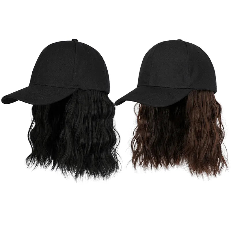 sengpan Wig Caps Women One-piece Fashion Wig Hat Short Curly Hair Wig Hats Kpop Trends Baseball Caps Casual Daily Bonnets Cotton Bonnet