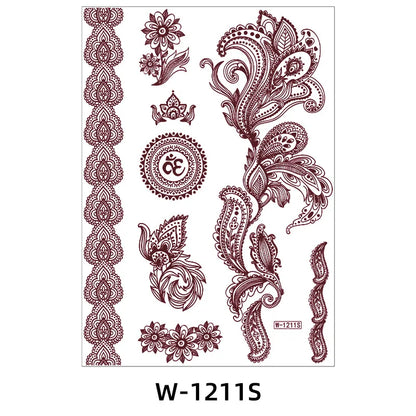 Lianfudai New Design Brown Henna Tattoos for Women Flower Mandala Mehndi Sticker for Hand Waterproof Tattoo Fake Hena Tatoo